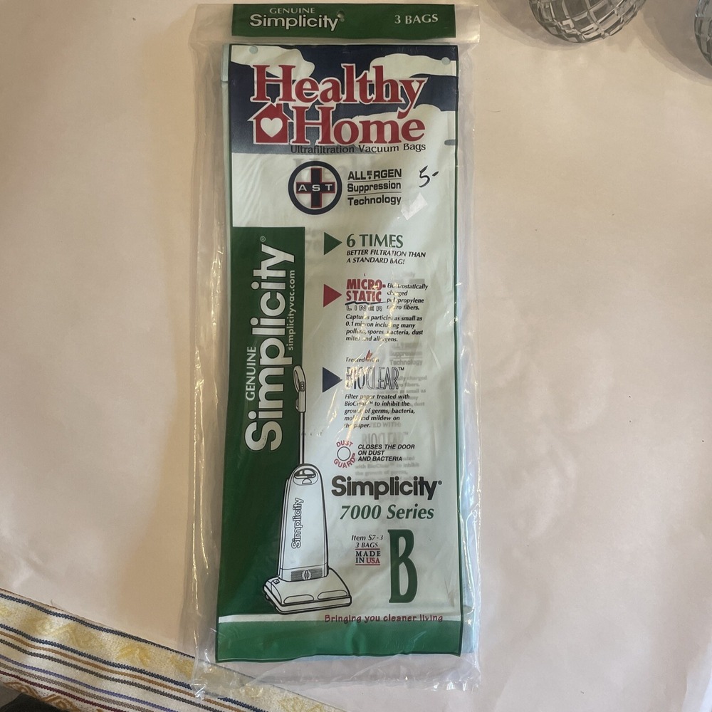 Genuine Simplicity Type "B" 7000 Series Vacuum Bags by Healthy Home 3 Bags‎